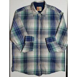 Ruff Hewn Long Sleeve Button Up Plaid Cotton Casual Shirt Men's Size Medium